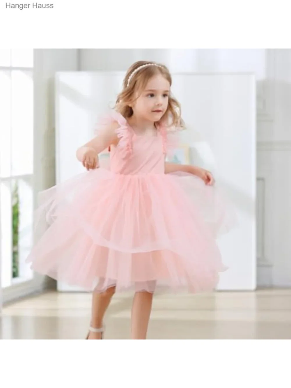 Toddler Girls Tulle A-Line Party Dress Ruffle Sleeve Formal